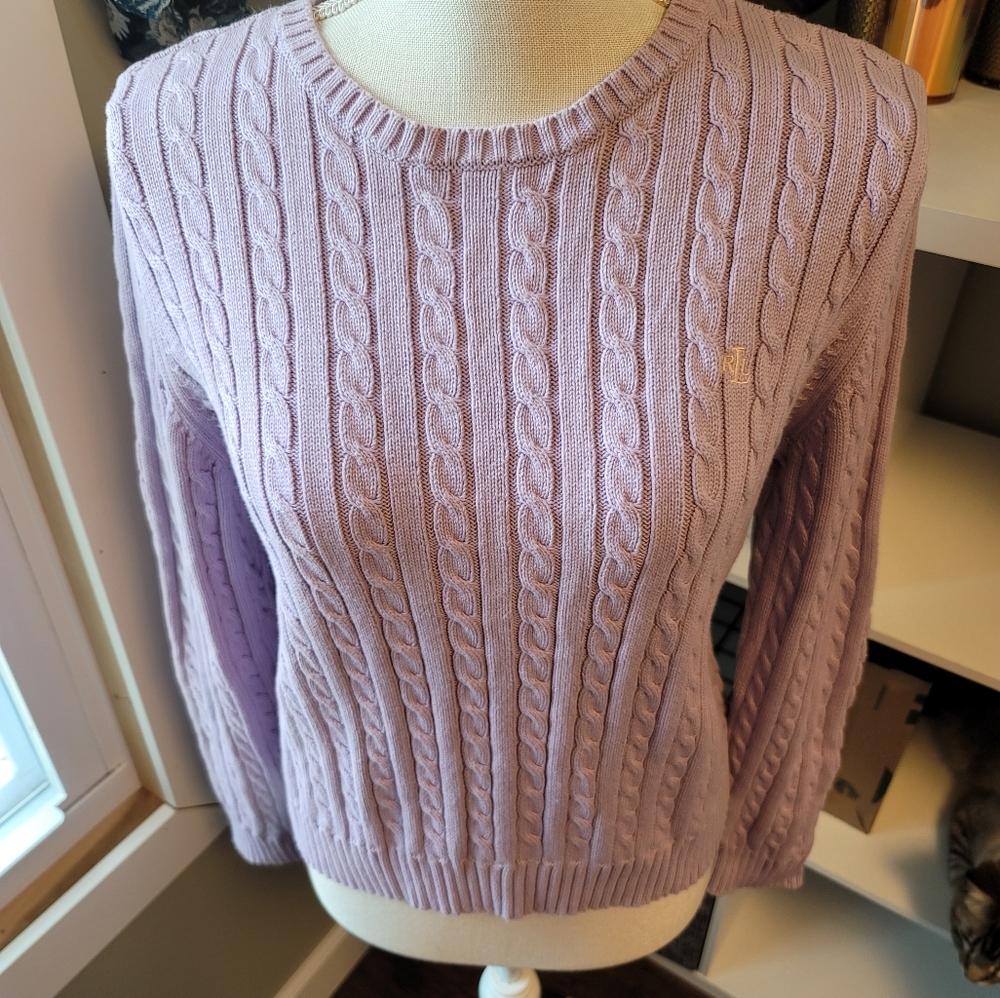 Ralph Lauren Cable Knit Lavender Sweater